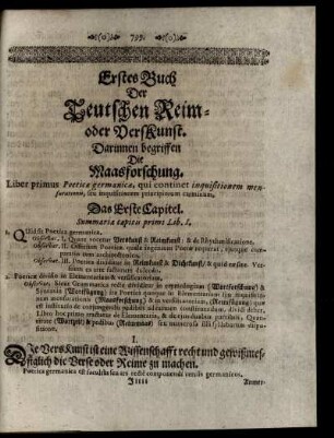 Erstes Buch Der Teutschen Reim- oder Verskunst.