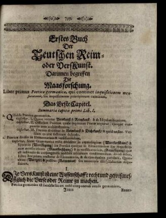Erstes Buch Der Teutschen Reim- oder Verskunst.