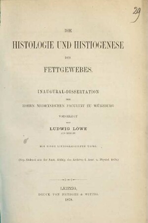 Die Histologie und Histiogenese des Fettgewebes