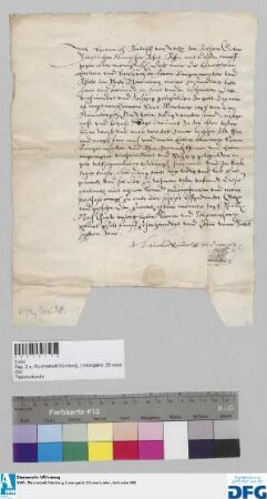 Dr. Heinrich Rudolff von Weze, fürstlich clevischer Rat, stellt der Stadt Nürnberg Quittung aus über 400 fl. Stadtsteuer.