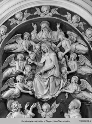 Gürtelspende der thronenden Madonna an den Heiligen Thomas mit Heiligem Leonhard - Madonna della Cintola