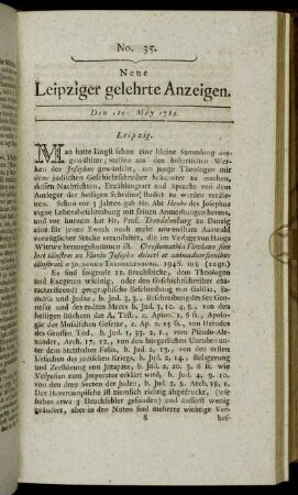 No. 35. Den 1ten May 1789.