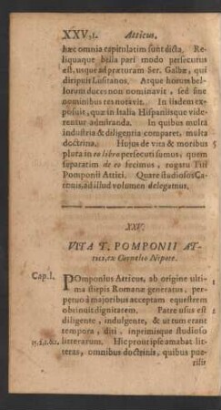 XXV. Vita T. Pomponii Attici, ex Cornelio Nepote.
