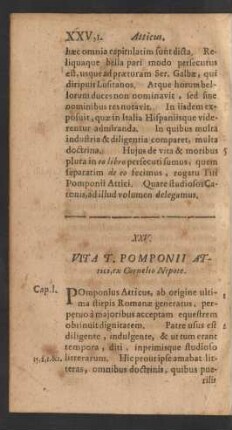 XXV. Vita T. Pomponii Attici, ex Cornelio Nepote.