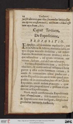 Caput Tertium: De Expositione
