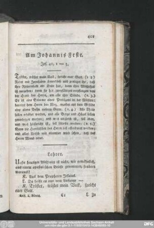 Am Johannis Feste. Jes. 40, 1-5.