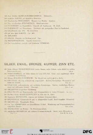 Silber, Email, Bronze, Kupfer, Zinn etc. (Nr. 180-263)