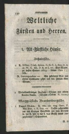 Weltliche Fürsten und Herren.