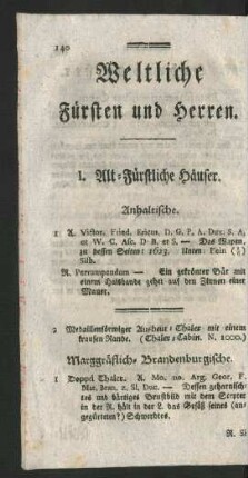 Weltliche Fürsten und Herren.