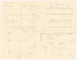 Schmitz-Häuser, Biberach/Riss Wohnhaus Werner Schmitz: Grundriss Hauptgeschoss 1:50, Schnitt B-B 1:50, C-C 1:50, Süd-Außenwand, Skelettkonstruktion 1:50, Detail zum Grundriss, Nordaußenwand 1:10, weitere Details 1:10