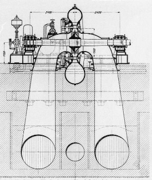 Francis-Spiralturbine mit 6100 PS, Querschnitt : Technikgeschichte | Industrie und Technik | Wassenkraftanlagen