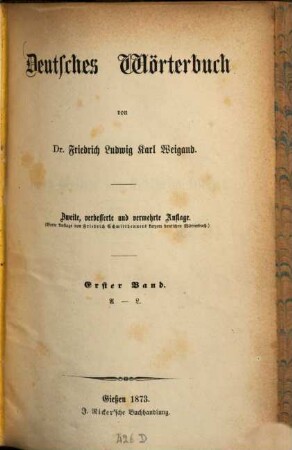 Deutsches Wörterbuch. 1, A - L