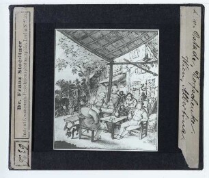 Ostade, Rauchende und trinkende Bauern unter einer Sommerlaube (Zeichnung) (Wien Albertina 17597)