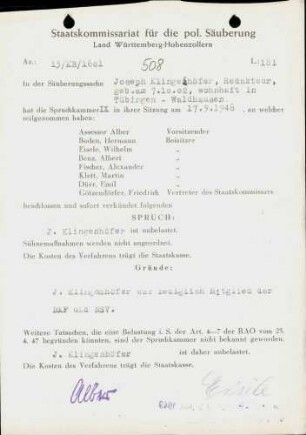 Klingelhöfer, Joseph
