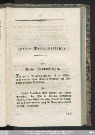 Reine Vernunftlehre.