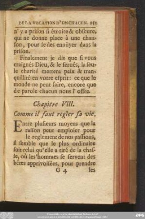 Chapitre VIII. Comme il faut regler sa vie.