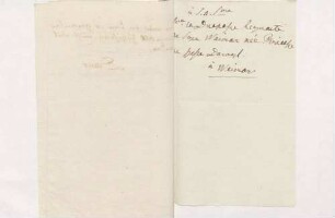 Adresszettel mit der Nennung von Luise von Sachsen-Weimar-Eisenach von Karoline Luises Hand.