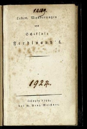 Leben, Wanderungen und Schiksale Ferdinand's