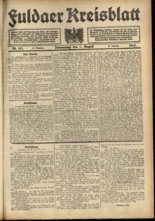 Ausgabe vom Donnerstag, den 07. August 1913.