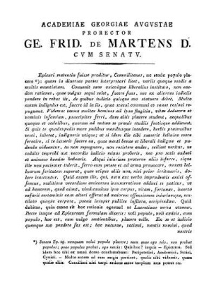 ACADEMIAE GEORGIAE AVGVSTAE PRORECTOR GE. FRID. DE MARTENS D. CVM SENAT V.