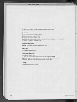 Im November 1992 veröffentlichte Statistische Berichte