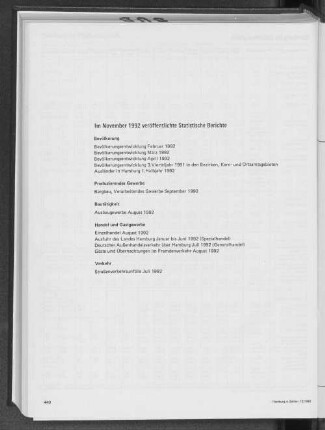 Im November 1992 veröffentlichte Statistische Berichte