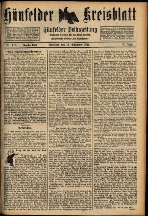 Zweite Ausgabe vom Samstag, den 18. September 1926.