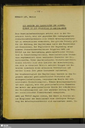 Die Grenzen Des Eindringens Der Wissenschaft In Die Produktion Im Kapitalismus