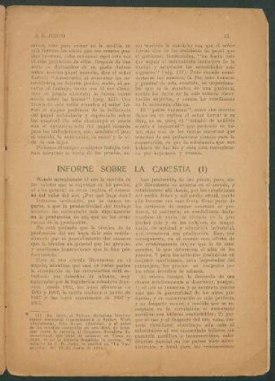 Informe sobre la carestía
