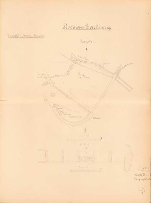 Grundablass der Mulde, Bitterfeld: Lageplan 1:5000, Grundriss 1:200