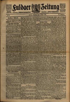 Erste Ausgabe vom Samstag, den 18. April 1908.