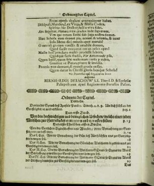 Ordnung der Capitel.