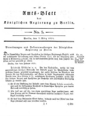 No 8, 7. März 1821