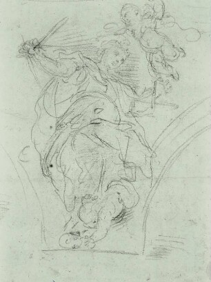 Weibliche Figur mit Schwert: Justitia