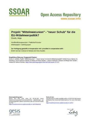 Projekt "Mittelmeerunion" - "neuer Schub" für die EU-Mittelmeerpolitik?