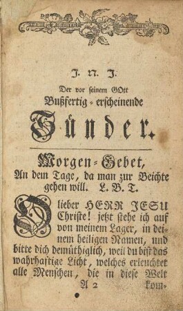 Morgen-Gebet, An dem Tage, da man zur Beichte gehen will.