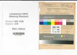 Entnazifizierung Helmut Klein , geb. 08.11.1908 (Beamter)