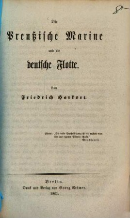 Die Preußische Marine und die deutsche Flotte