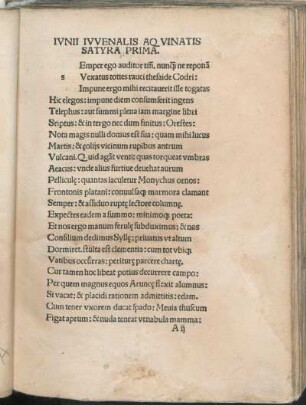 Ivnii Ivvenalis Aqvinatis Satyra Prima.