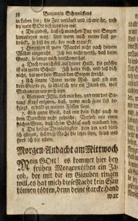 68-79, Morgen-Segen am Donerstag. Abend-Andacht am Donerstage.
