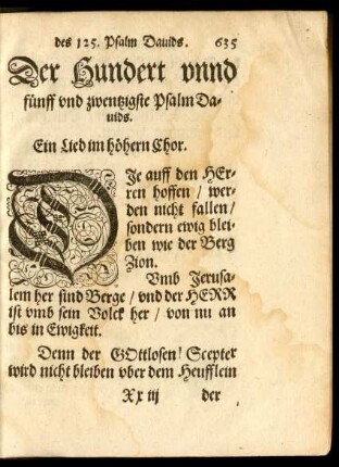 Der Hundert unnd fünff und zwentzigste Psalm Davids.