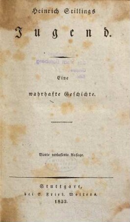 Heinrich Stillings Jugend : eine wahrhafte Geschichte