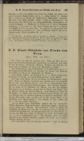 K.K. Staats-Eisenbahn von Olmütz nach Prag