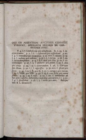 Qvi ob Absentiam Avctoris Commissi Fuerunt, Operarvm Errores Sic Corirgendi Sunt.
