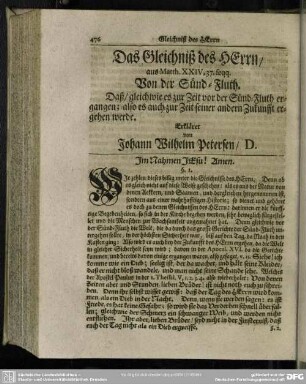 Das Gleichniß des Herrn, aus Matth. XXIV,37. seqq. ...