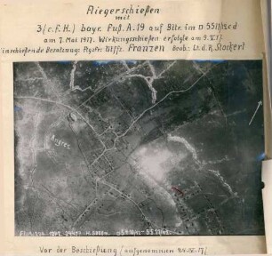 Foto der Ortschaft Angres vor der Beschießung am 07. - 09.05.1917 (Luftbild)