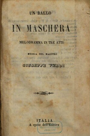 Un ballo in maschera : melodramma in tre atti
