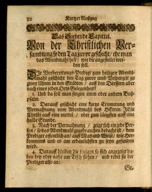 Das Siebende Capittel. Von der Christlichen Versamblung so den Tag zuvor geschicht/ ...