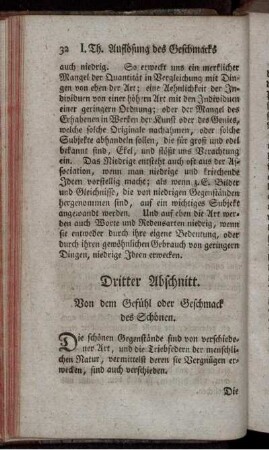 Dritter Abschnitt. Von dem Gefühl oder Geschmack des Schönen