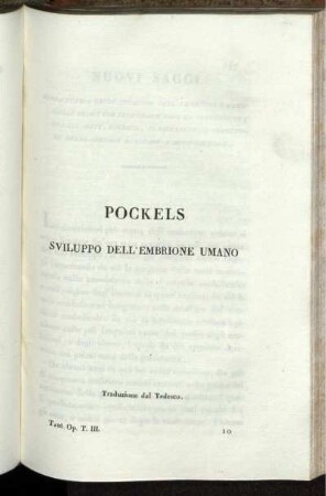 Nuovo Saggi della Storia dello sviluppo dell' Embrione umano